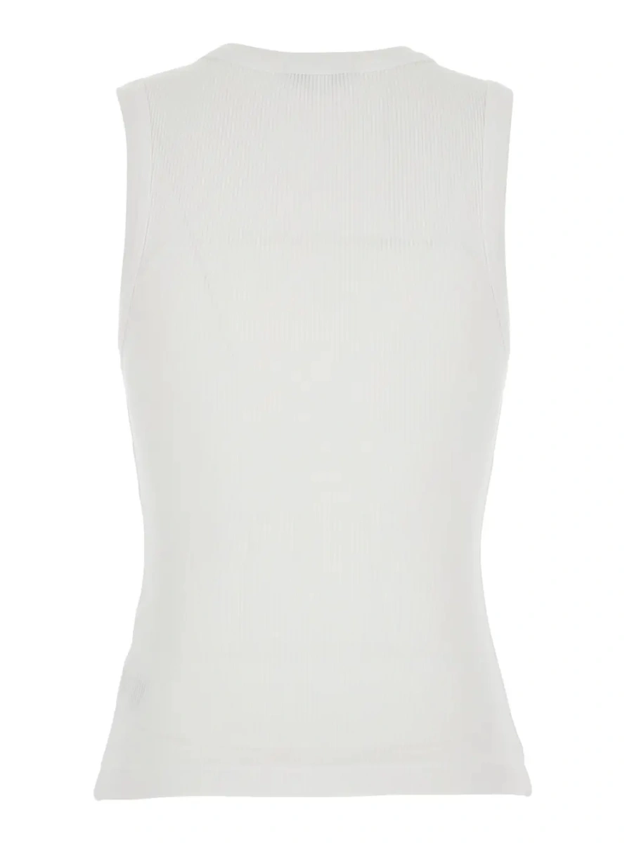 Topuri White 'Poppy' Top Sleeveless with U-Neck in Cotton for Women - Img 2