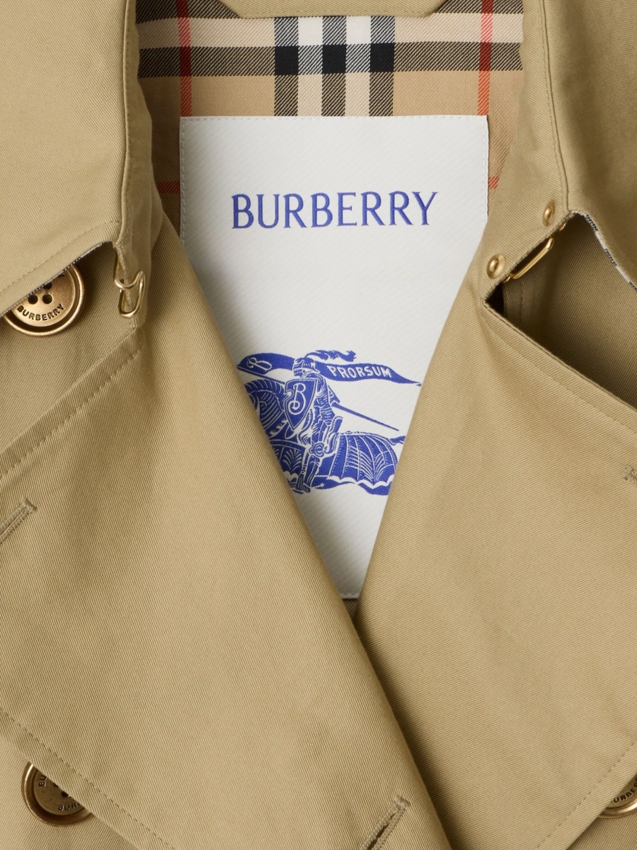 Trenci Burberry maro din bumbac si piele - Img 5