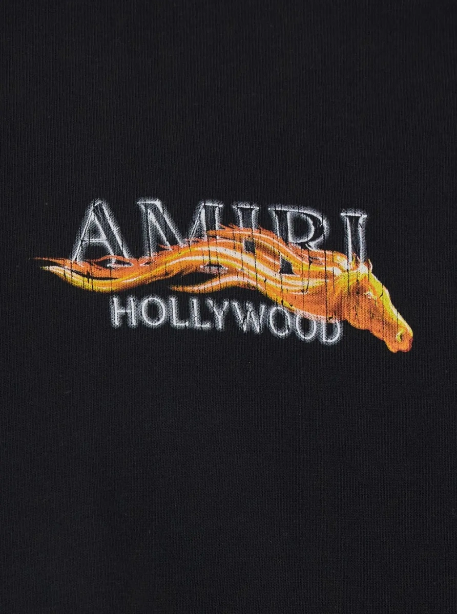 Tricou AMIRI negru din bumbac cu logo imprimat fata si spate - Img 3