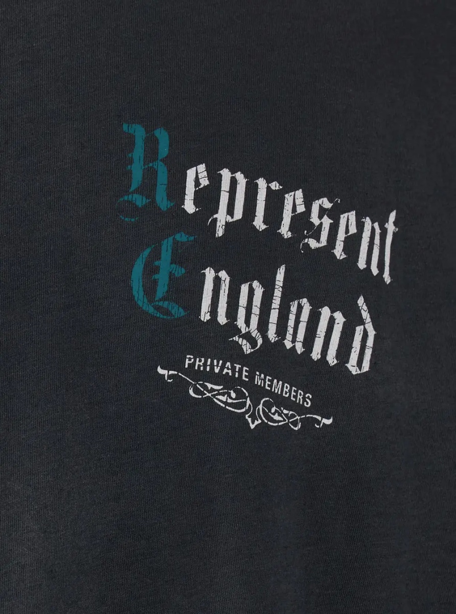 Tricou Black Crew neck T-shirt with logo detail on the front and maxi print on the back in cotton for men - Img 3