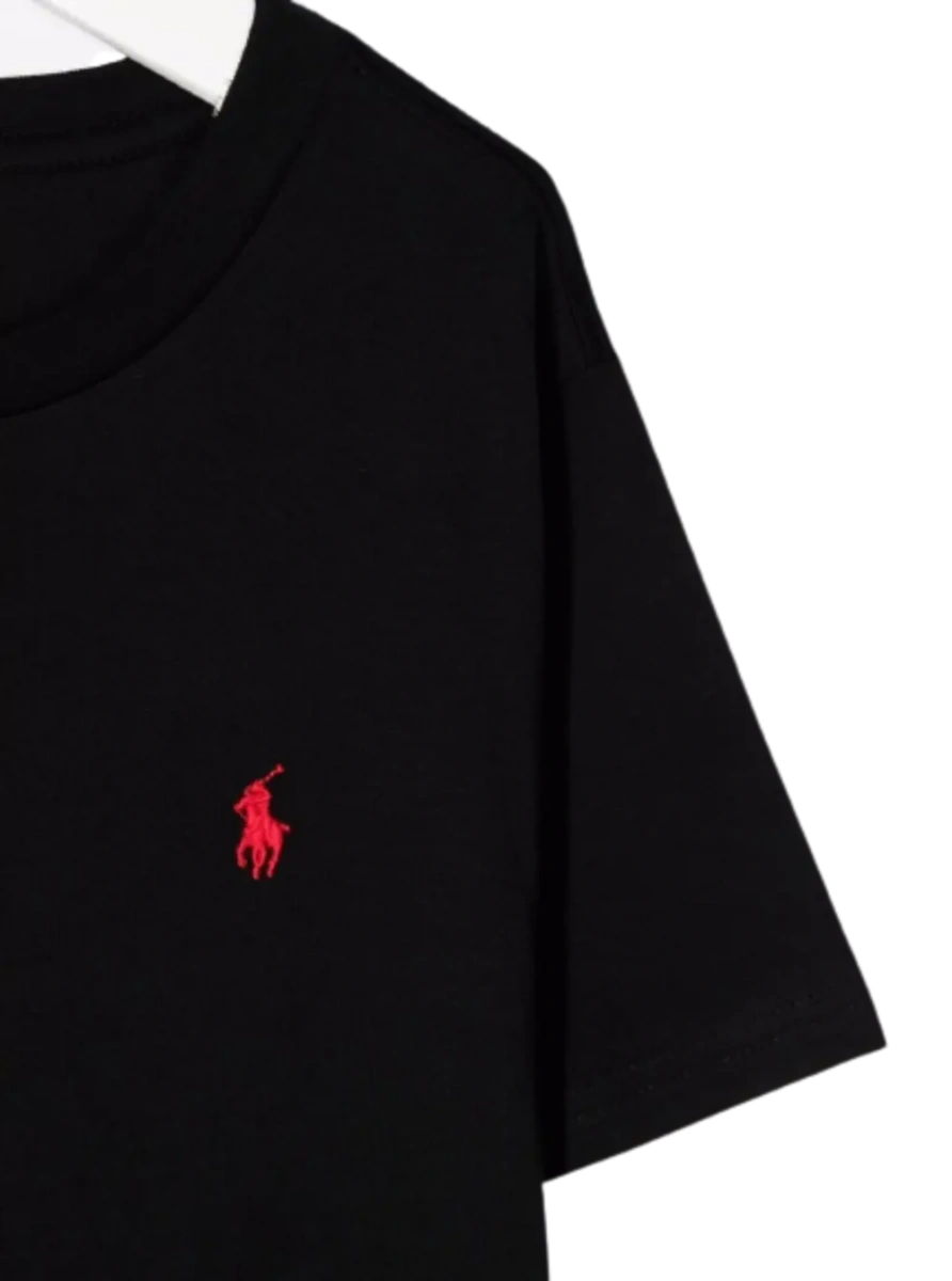 Tricou Black T-Shirt 'Polo Ralph Lauren' with Front Logo for Girls - Img 3