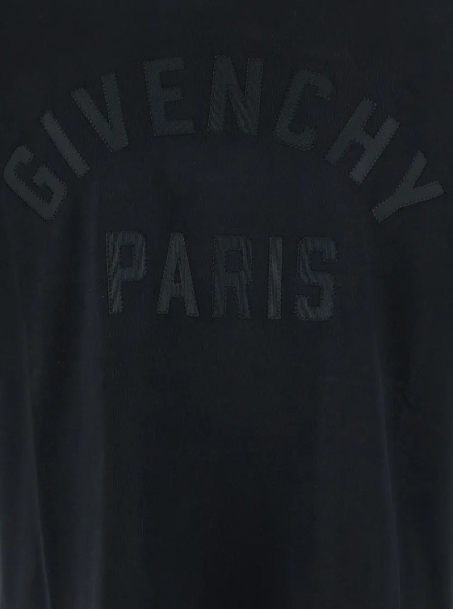 Tricou Black T-Shirt "T-Shirt with Maxi Logo on the Front in Cotton" Men - Img 3