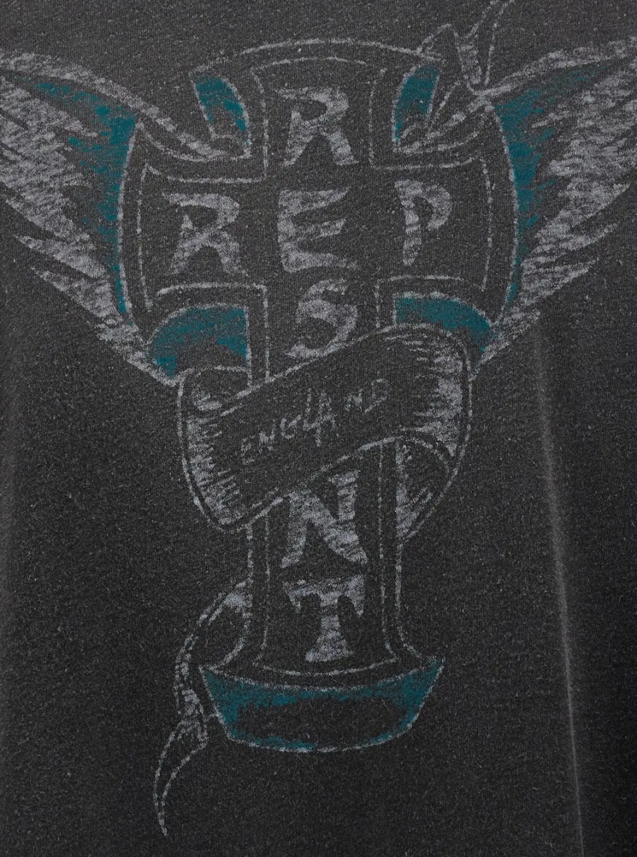 Tricou Black T-Shirt with Front Print and Faded Design in Cotton for Men - Img 3