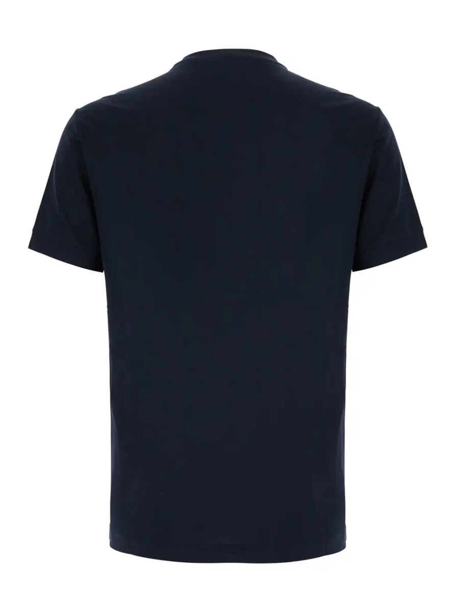 Tricou Blue Crew neck T-shirt with address print in cotton for men - Img 2