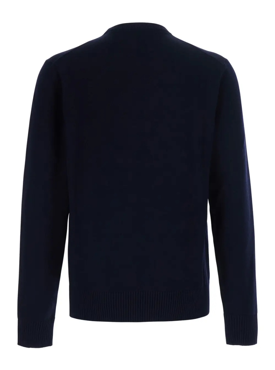 Tricou Blue Crew neck T-Shirt with logo lettering on the front in cotton for men - Img 2