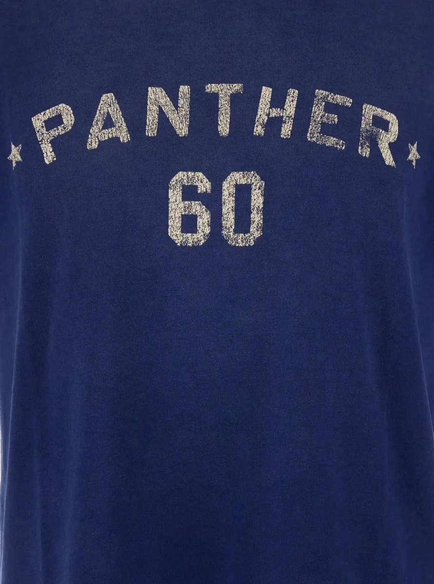 Tricou Blue Crewneck T-Shirt with Logo Lettering on the Rear in Cotton Man - Img 3