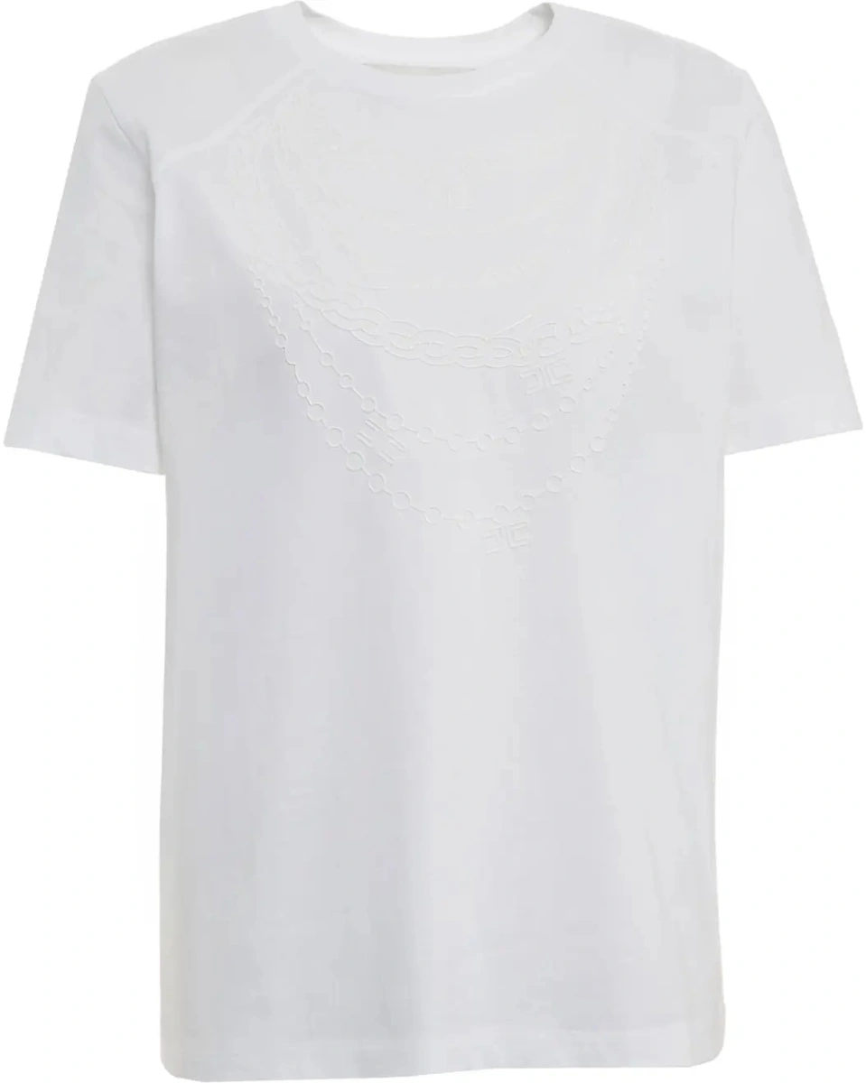 Tricou Elisabetta Franchi alb din bumbac - Img 2