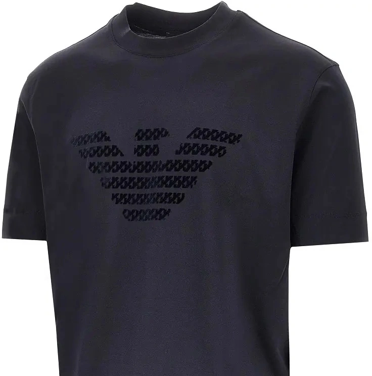 Tricou Emporio Armani albastru din lyocell si bumbac - Img 2