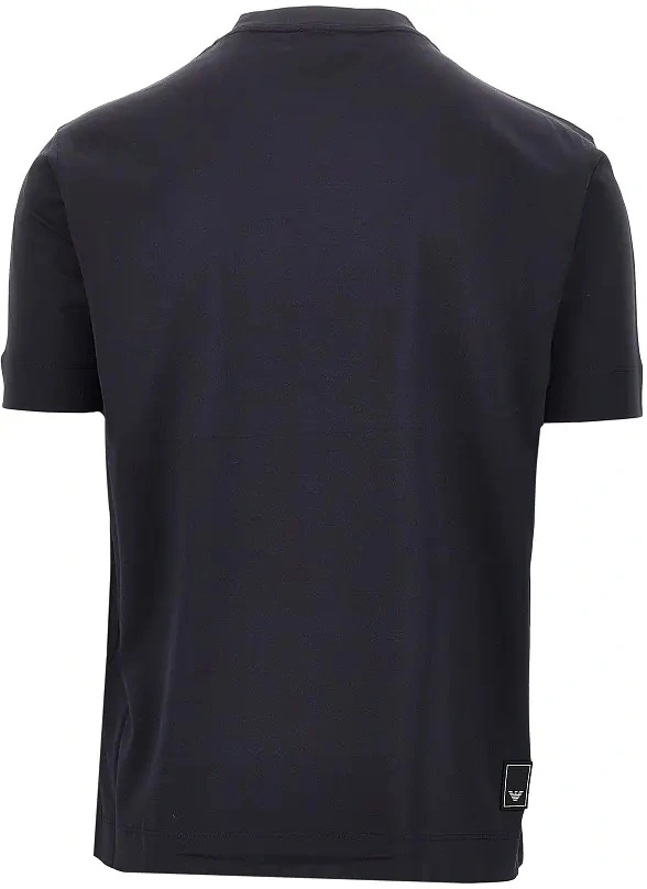 Tricou Emporio Armani albastru din lyocell si bumbac - Img 3