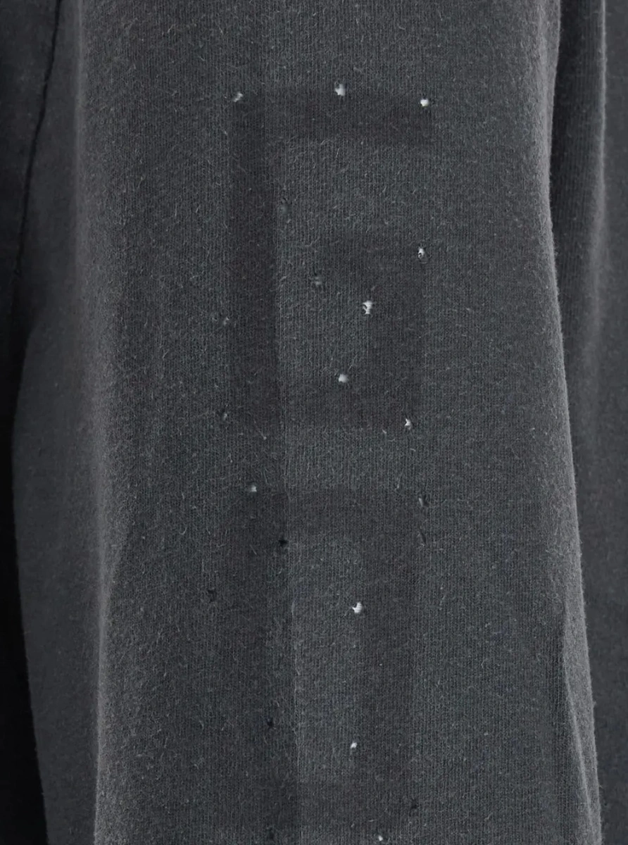 Tricou Grey Long-sleeve T-shirt with logo and star patch on the side in cotton for men - Img 4