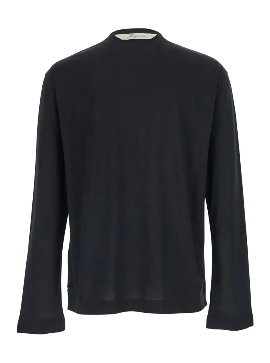Tricou 'Le T-Shirt Rond Carre' Black Crew Neck T-Shirt with Long Sleeves in Tech Fabric for Men - Img 2