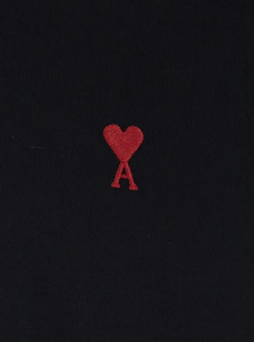 Tricou Long Sleeve T-Shirt with AMI de Coeur Logo on the Front in Black Cotton for Men - Img 3