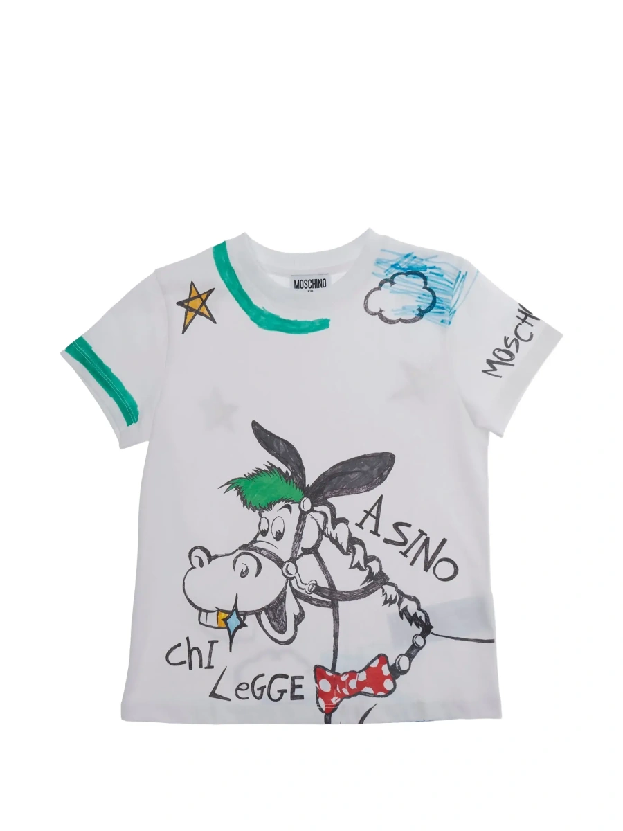 Tricou MoschinoS alb din bumbac - Img 6