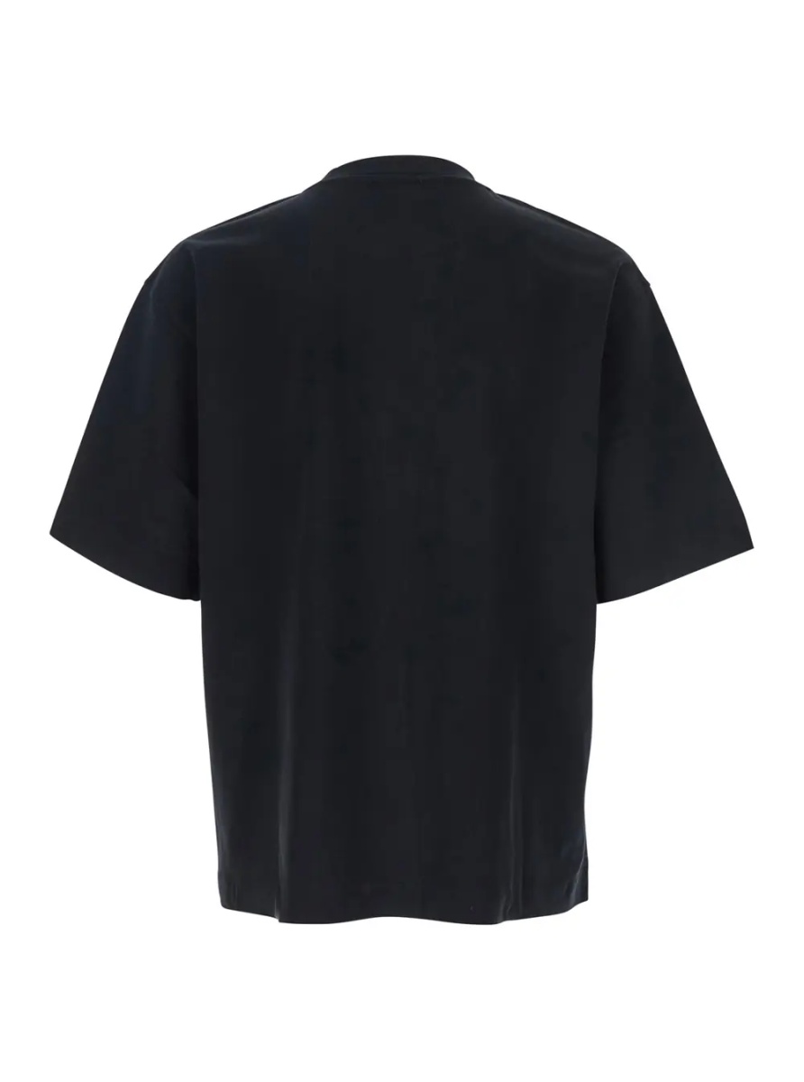 Tricou Oversized T-Shirt 'Logo' with Contrasting Logo Print in Black Cotton for Men - Img 2