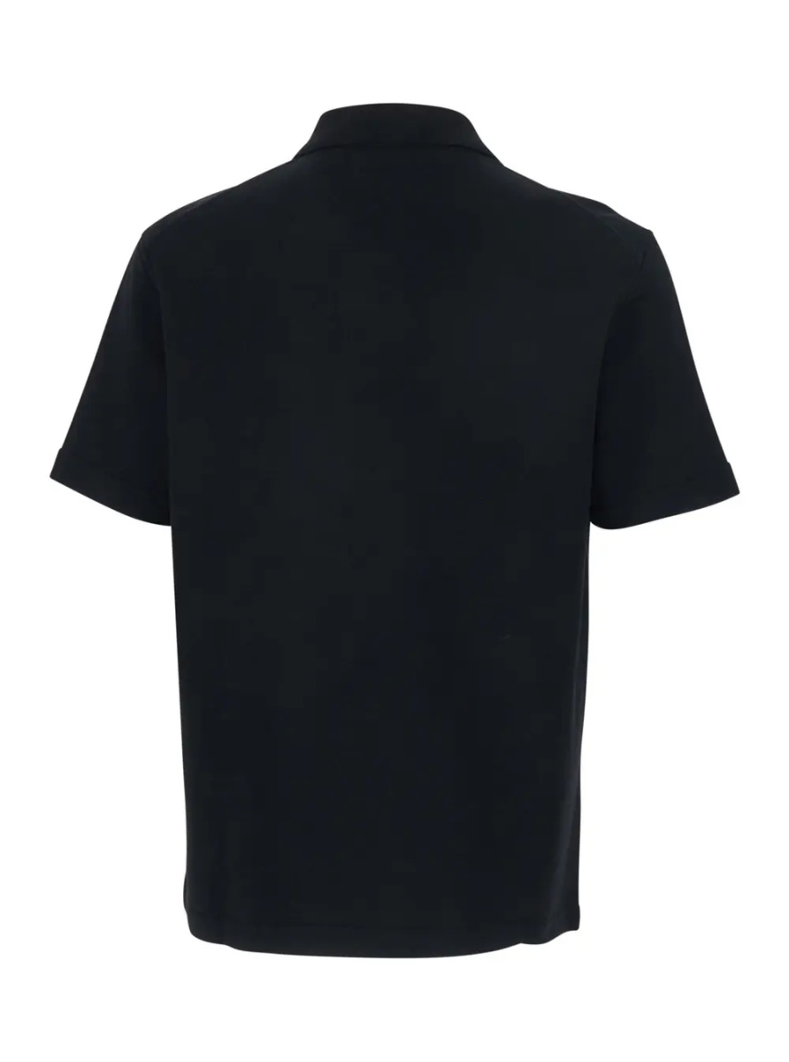 Tricou Polo black Polo Shirt with front zip closure and classic collar in cotton for men - Img 2