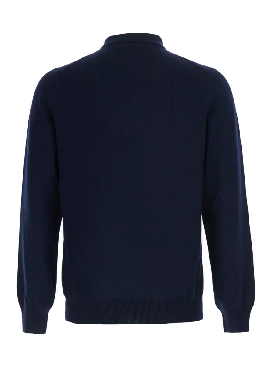 Tricou Polo Blue Sweater with Polo Style Collar in Wool Blend for Men - Img 2
