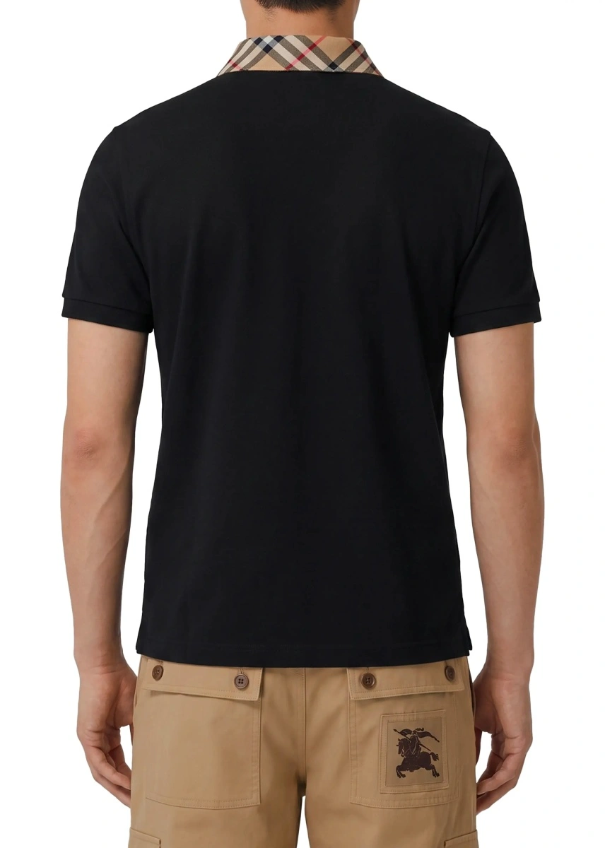 Tricou polo Burberry negru din bumbac - Img 3