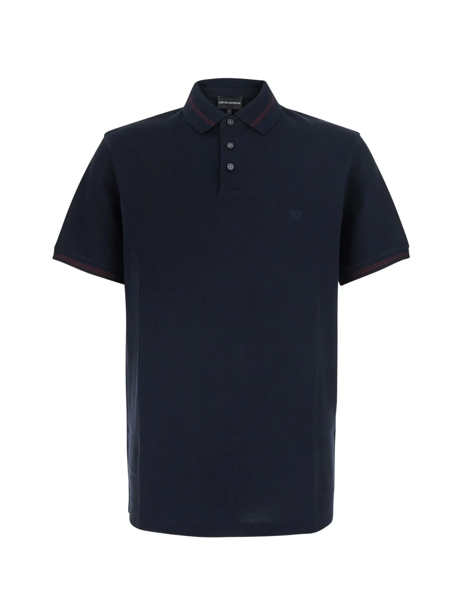Tricou polo Emporio Armani albastru din bumbac - Img 6