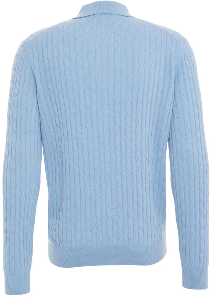 Tricou polo Gender albastru din casmir - Img 3