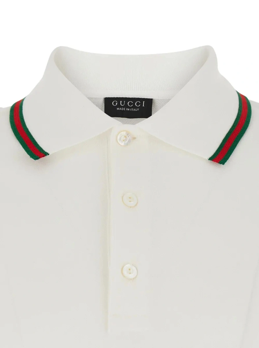 Tricou polo Gucci alb din bumbac - Img 3