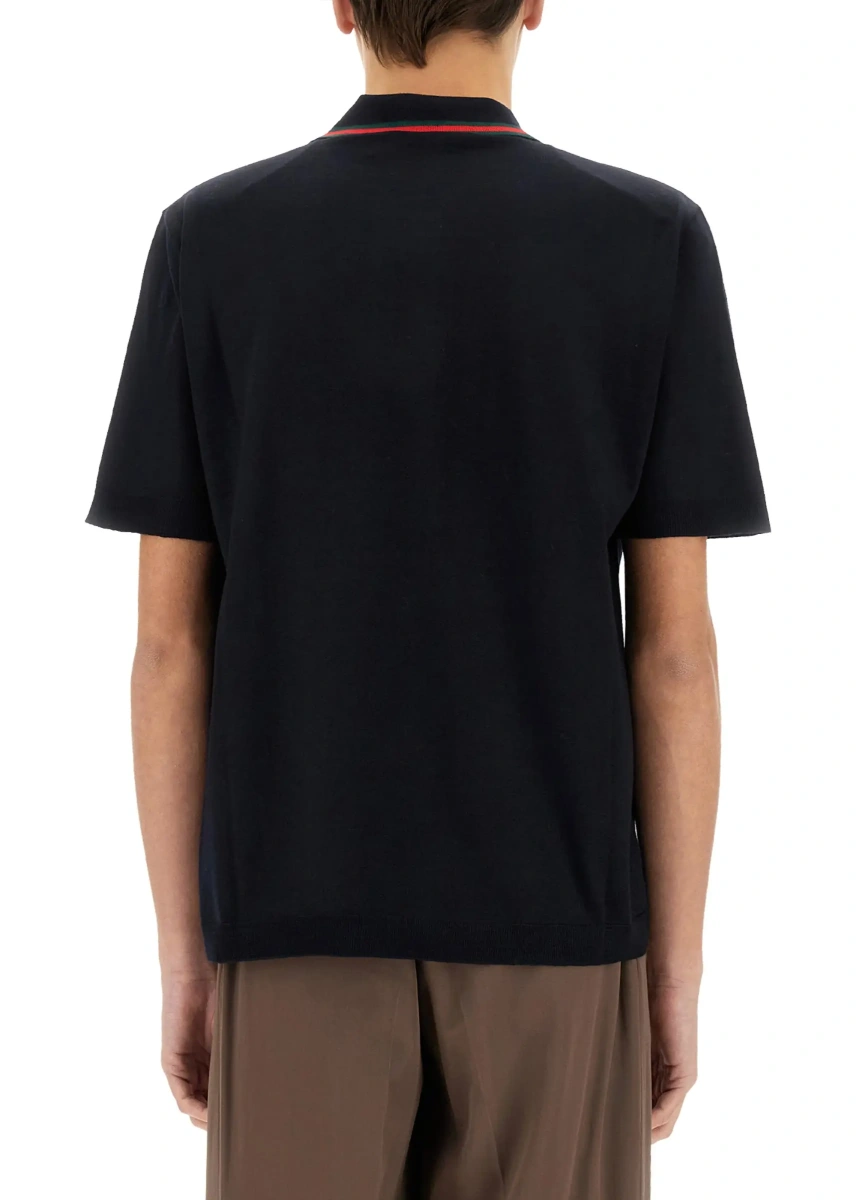 Tricou Polo Knitted Wool Polo Shirt With Web Pattern - Img 3