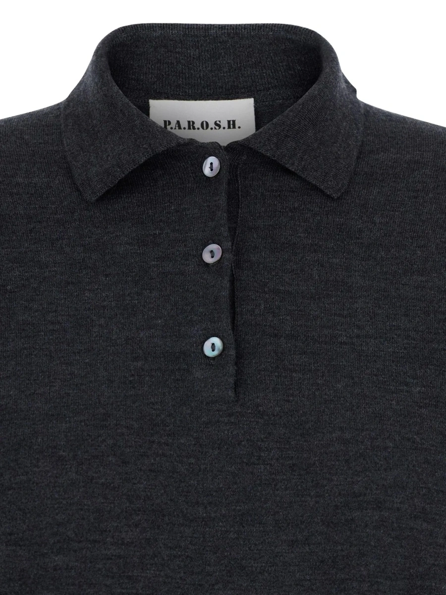 Tricou polo P.A.R.O.S.H. gri din lana - Img 5