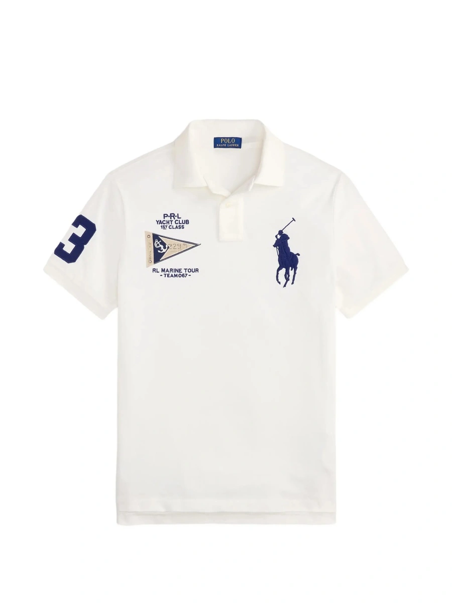 Tricou polo Ralph Lauren alb din bumbac 'Custom Fit' - Img 8