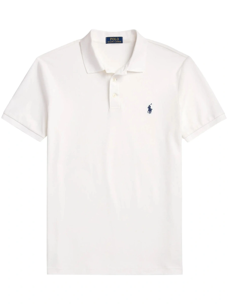 Tricou polo Ralph Lauren alb din bumbac 'Custom Fit' - Img 7