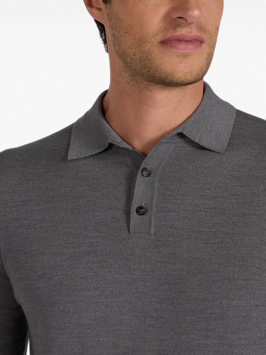Tricou Polo SLOWEAR ZANONE gri din poliamida si lana - Img 5