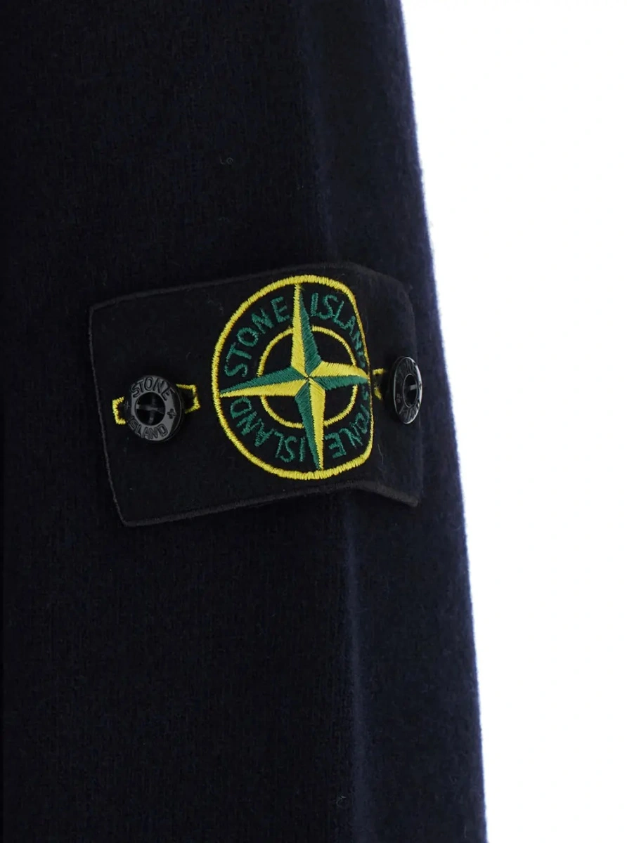 Tricou polo Stone Island albastru din lana - Img 3