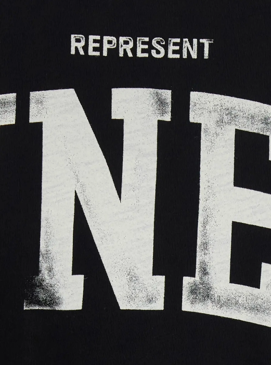 Tricou REPRESENT negru din bumbac cu imprimeu mare pe piept - Img 3