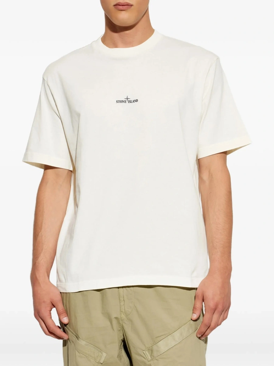 Tricou Stone Island bej din bumbac - Img 5