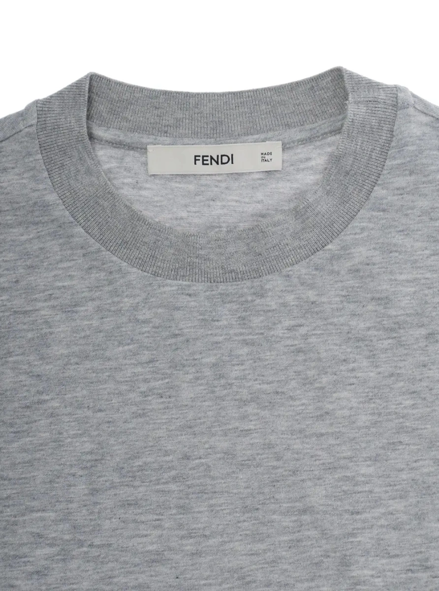 Tricou T-SHIRT JERSEY GRAY MELANGE with short sleeves and round neck in Gray Cotton Girl - Img 3