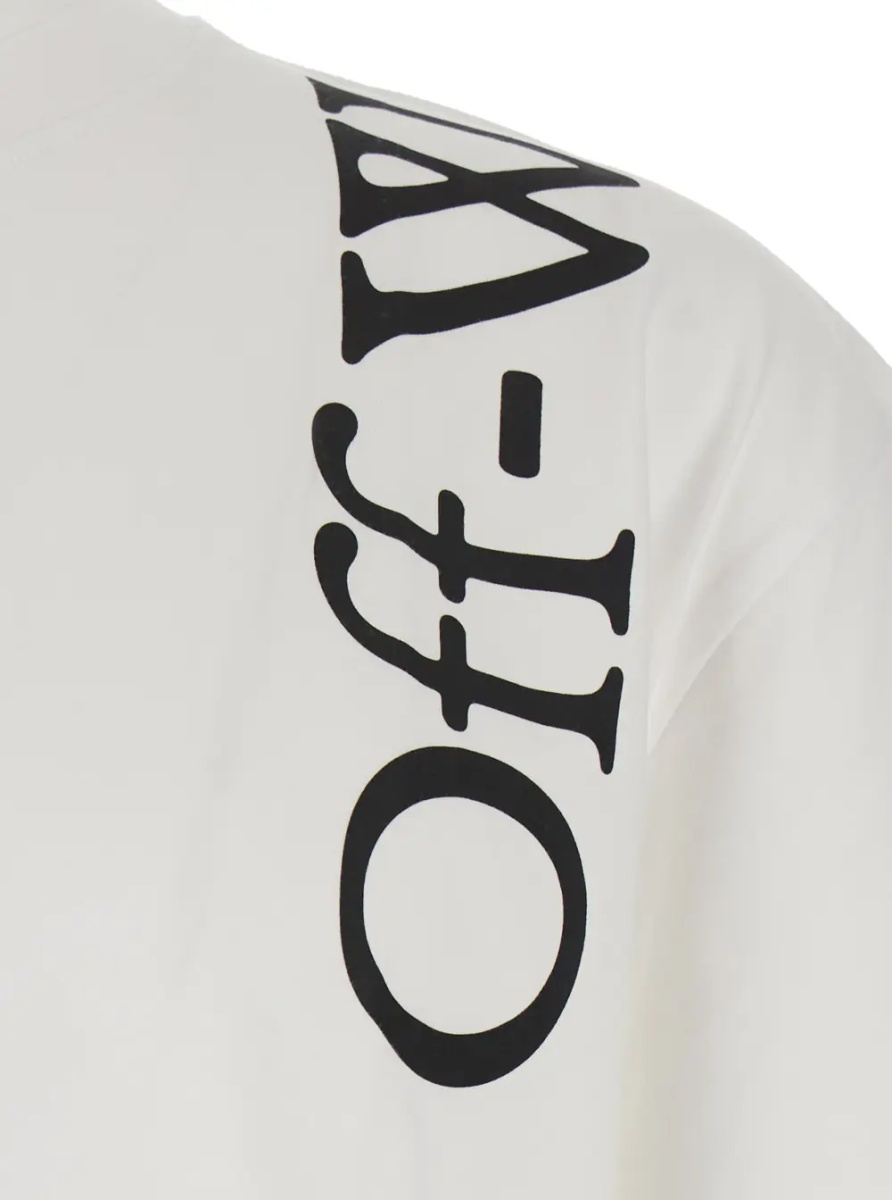 Tricou White Crew Neck T-Shirt with Logo lettering in Cotton Men - Img 3
