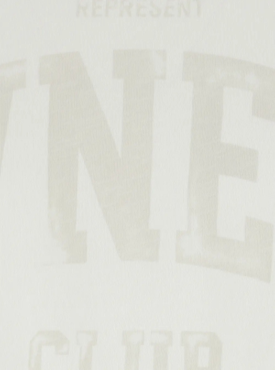 Tricou White Crew Neck T-Shirt with Maxi Print on the Front in Cotton for Men - Img 3