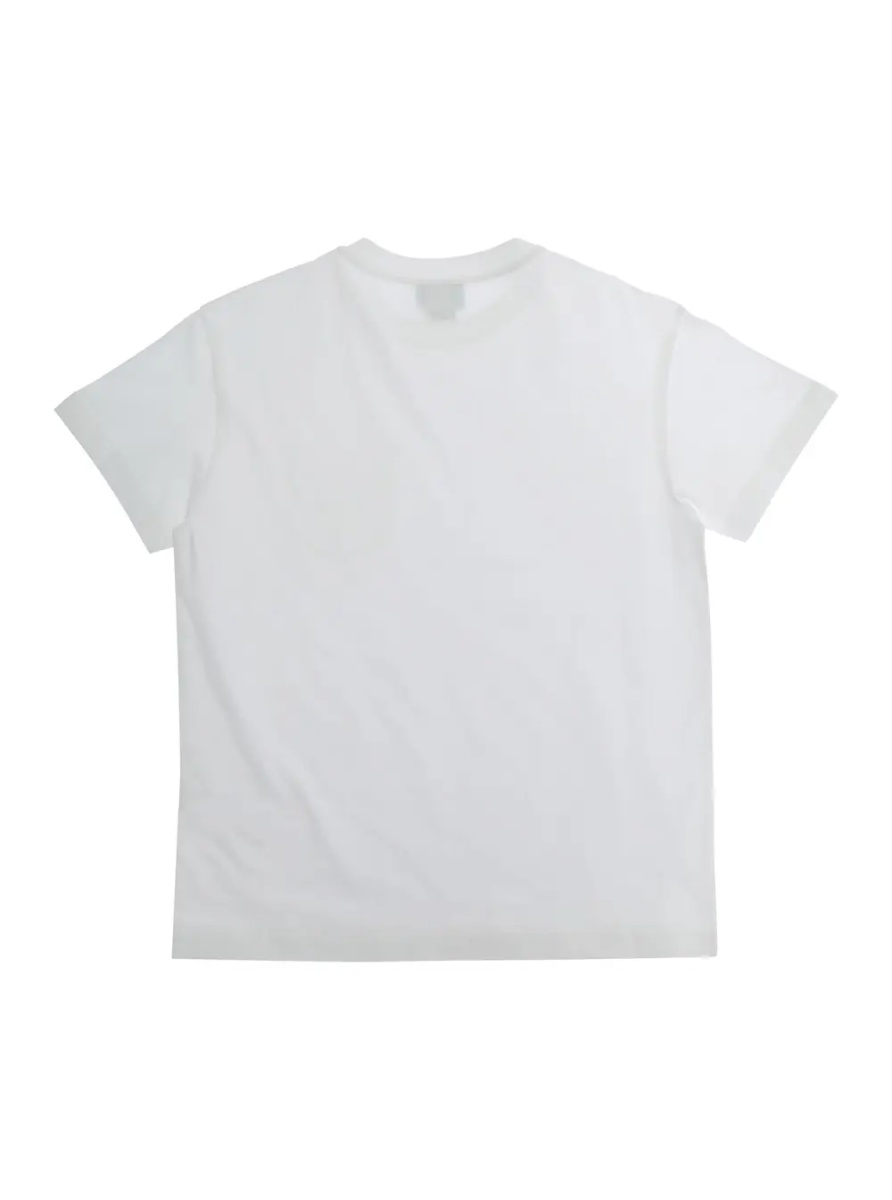 Tricou White Crew neck T-shirt with patch pocket and logo lettering on the front in cotton girl - Img 2