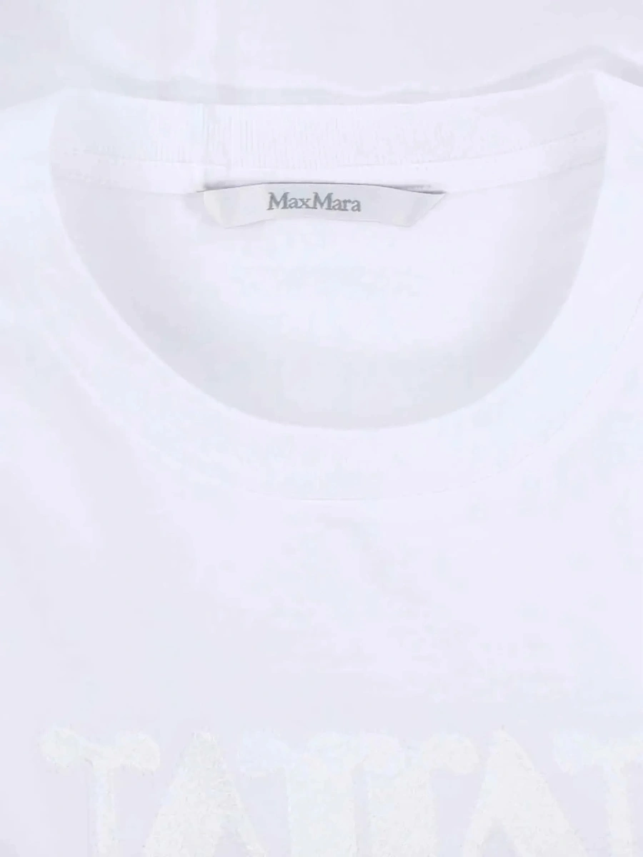 Tricou White Crewneck T-Shirt with Tonal Logo on the Front in Cotton Woman - Img 5