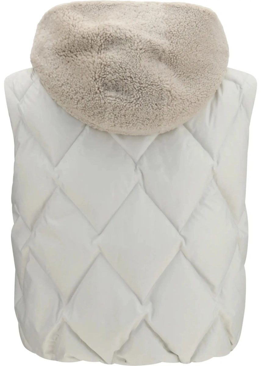 Vesta Padded Vest with shearling Hood - Img 2