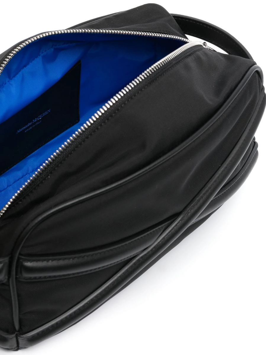 Accesorii de voiaj Alexander McQueen negre din material textil si piele - Img 4