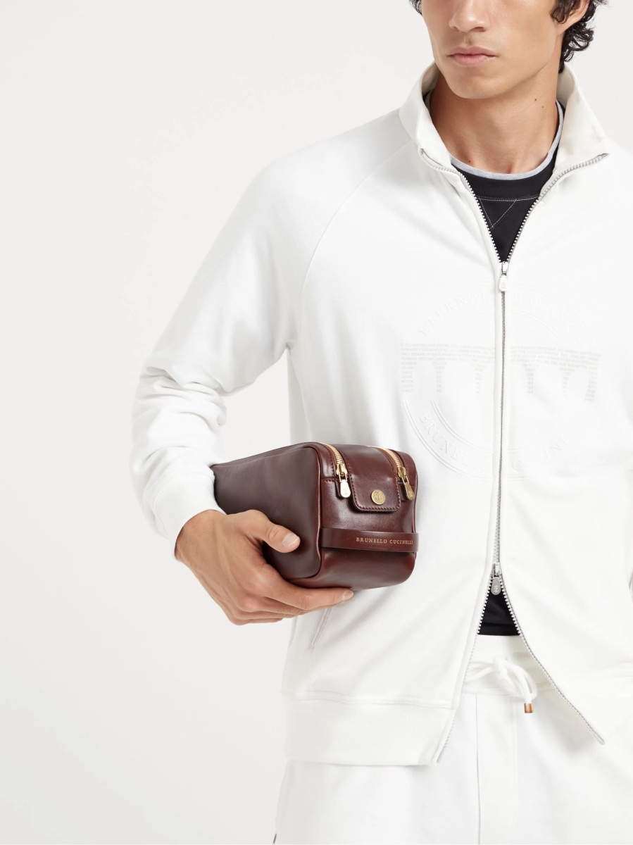 Accesorii de voiaj Brunello Cucinelli maro din piele - Img 5