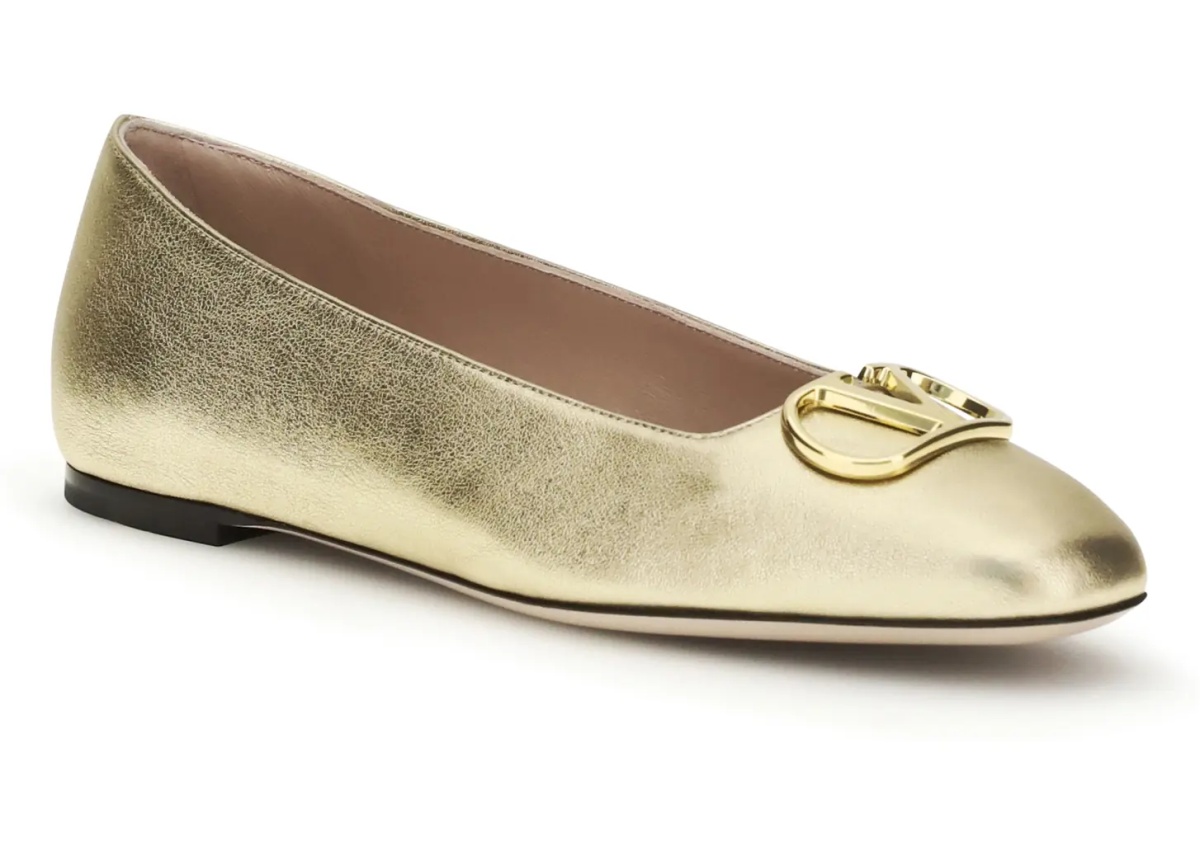 Balerini VLogo Signature laminated nappa Ballerinas - Img 2