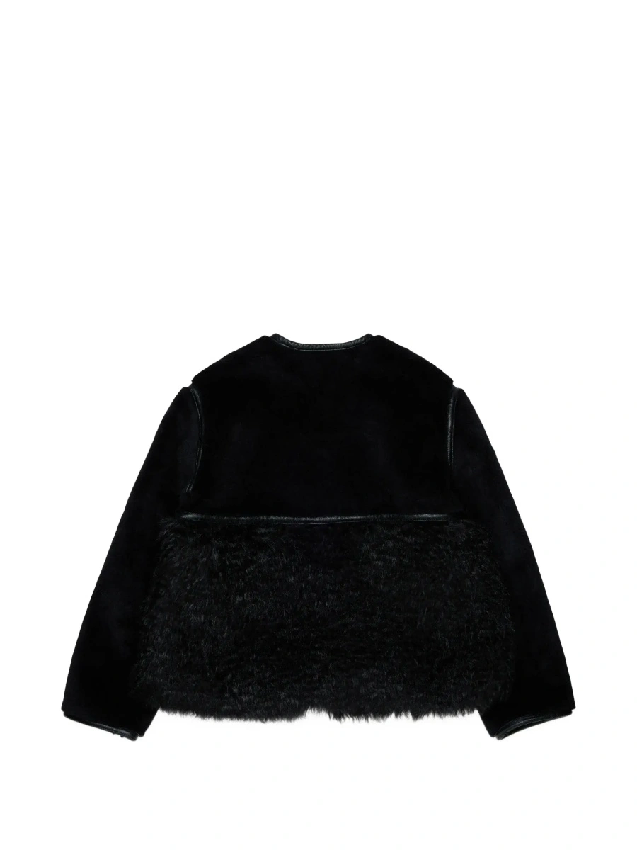 Blanuri Black fur jacket with round collar and zip fastening in faux fur Girl - Img 4