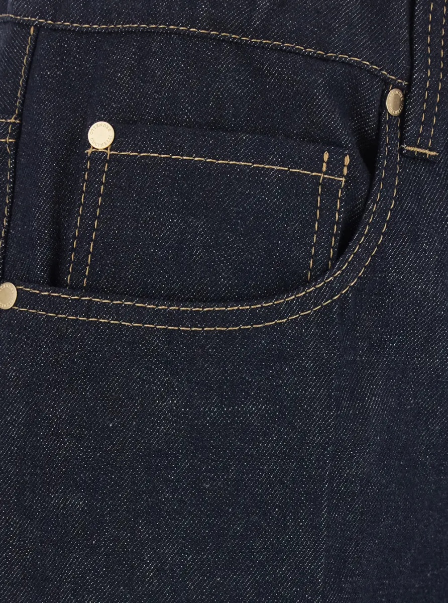 Blugi Blue Wide Leg Jeans with Monile on the Back in Denim for Women - Img 3