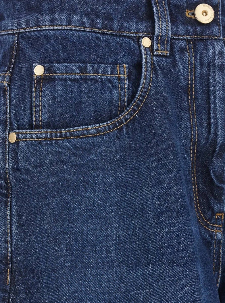 Blugi Brunello Cucinelli albastri din denim - Img 3