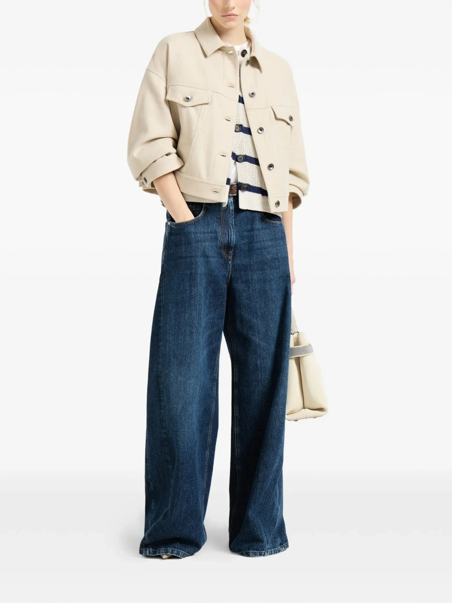 Blugi Brunello Cucinelli albastri din denim - Img 4