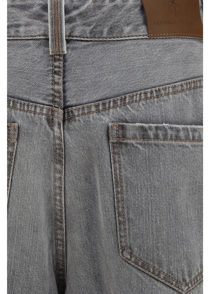 Blugi Brunello Cucinelli multicolor din bumbac si denim - Img 3