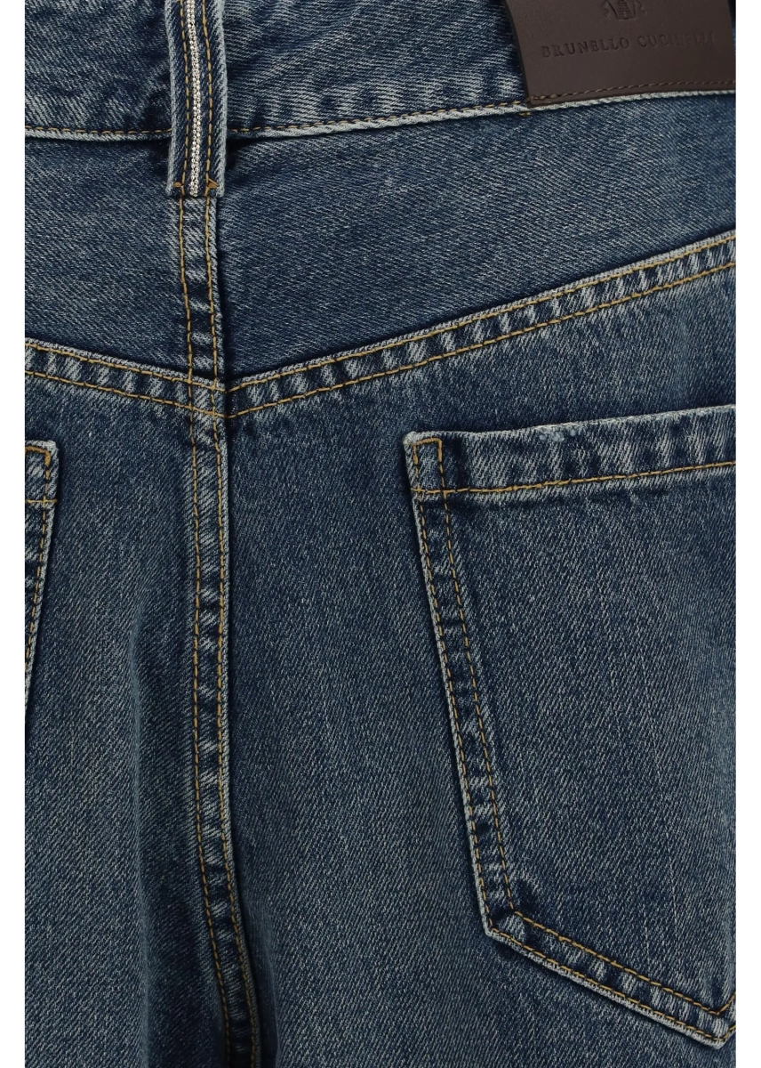 Blugi Brunello Cucinelli multicolor din bumbac si denim - Img 3
