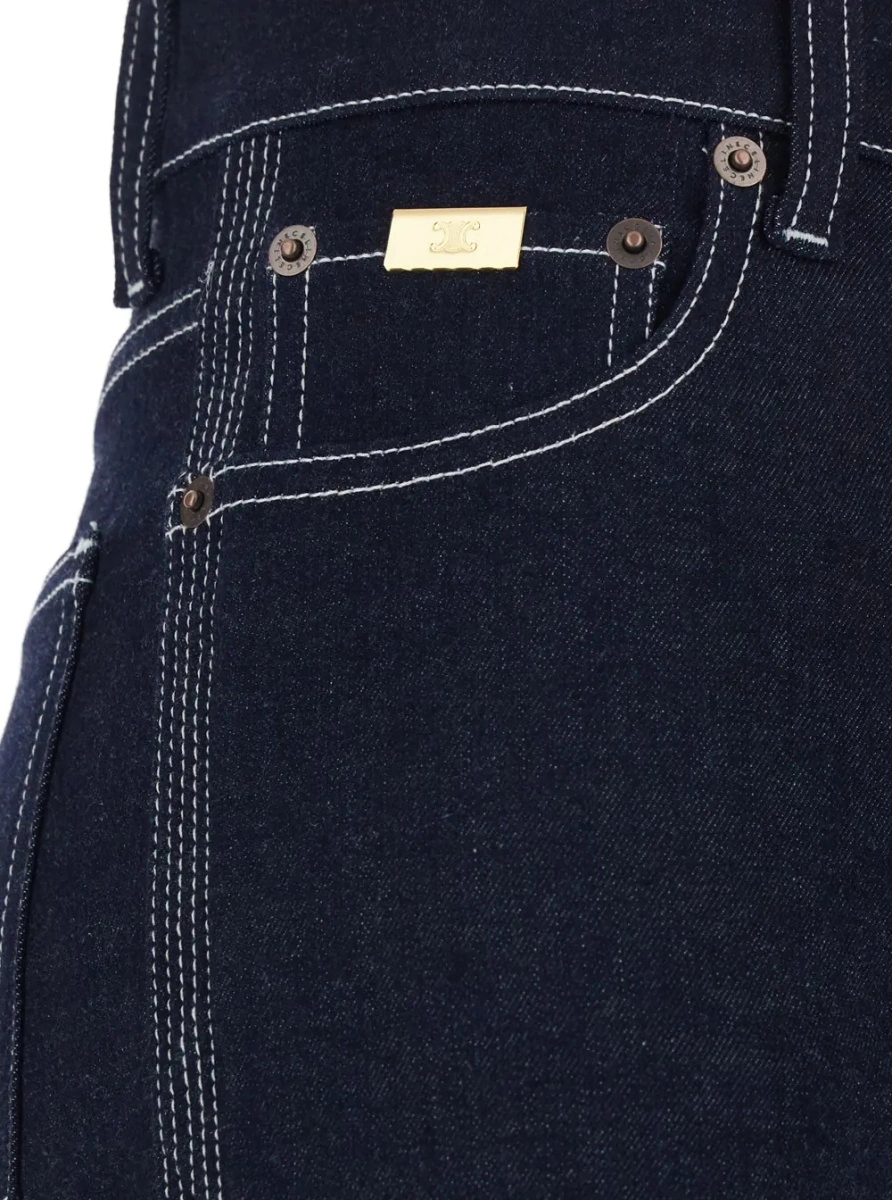 Blugi Céline albastri din denim - Img 3