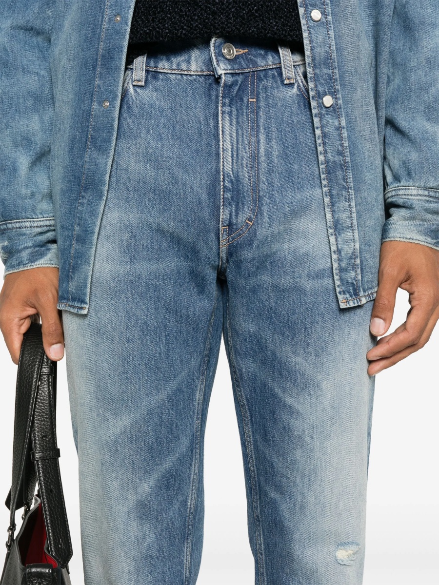 Blugi conici Givenchy albastri din bumbac - Img 5