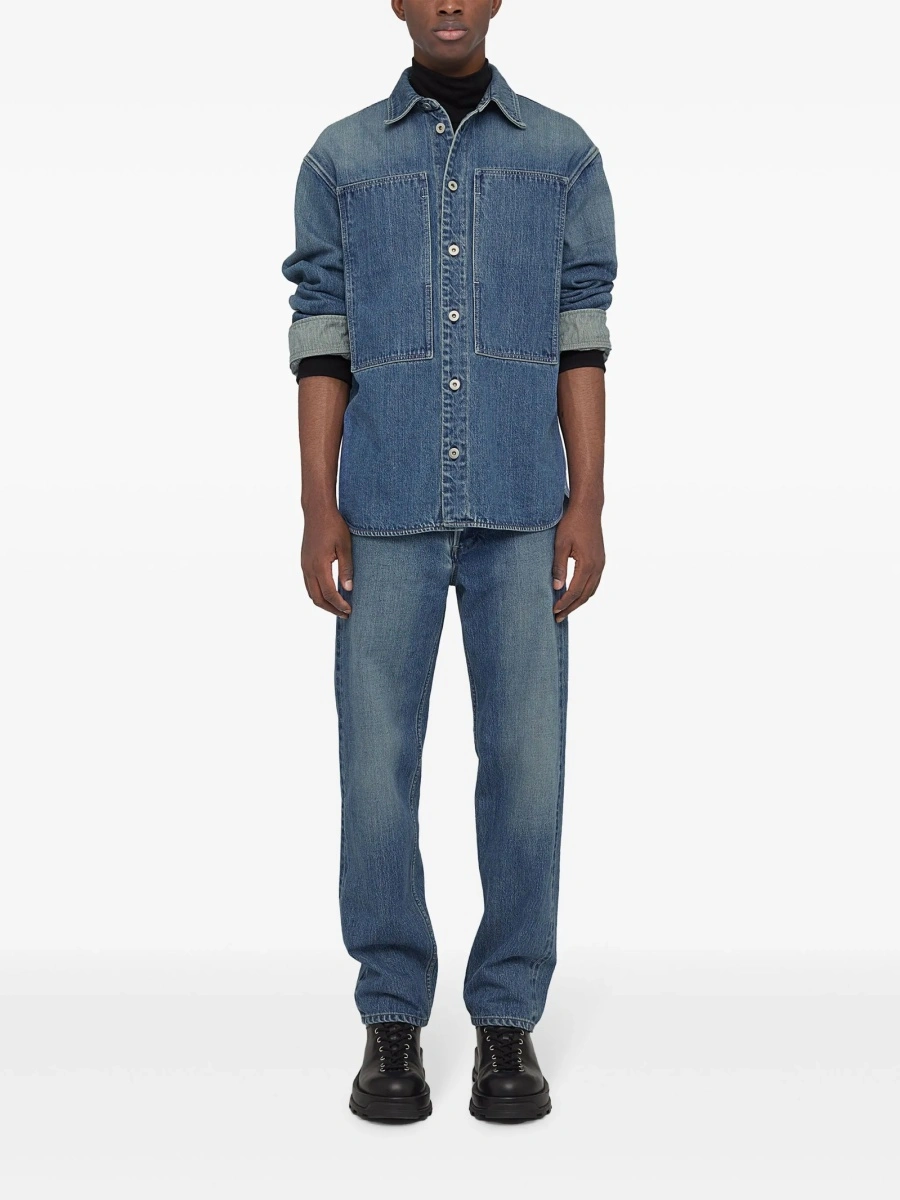 Blugi conici Jil Sander albastri - Img 2